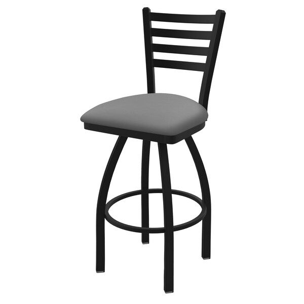 25" Swivel Counter Stool, Black Wrinkle, Canter Grey Seat